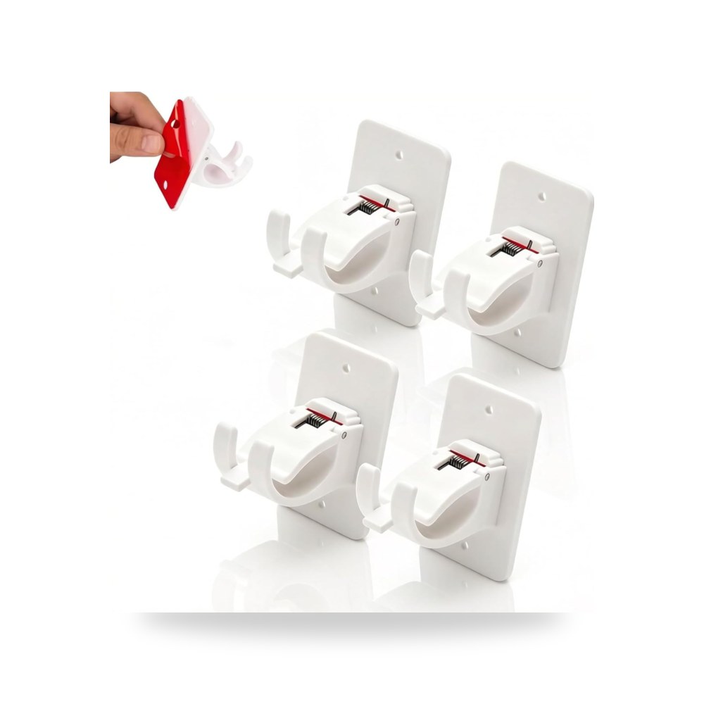 دعامات قضيب الستارة البيضاء بدون ثقب قابلة للتعديل موديل B0D4V9G17V