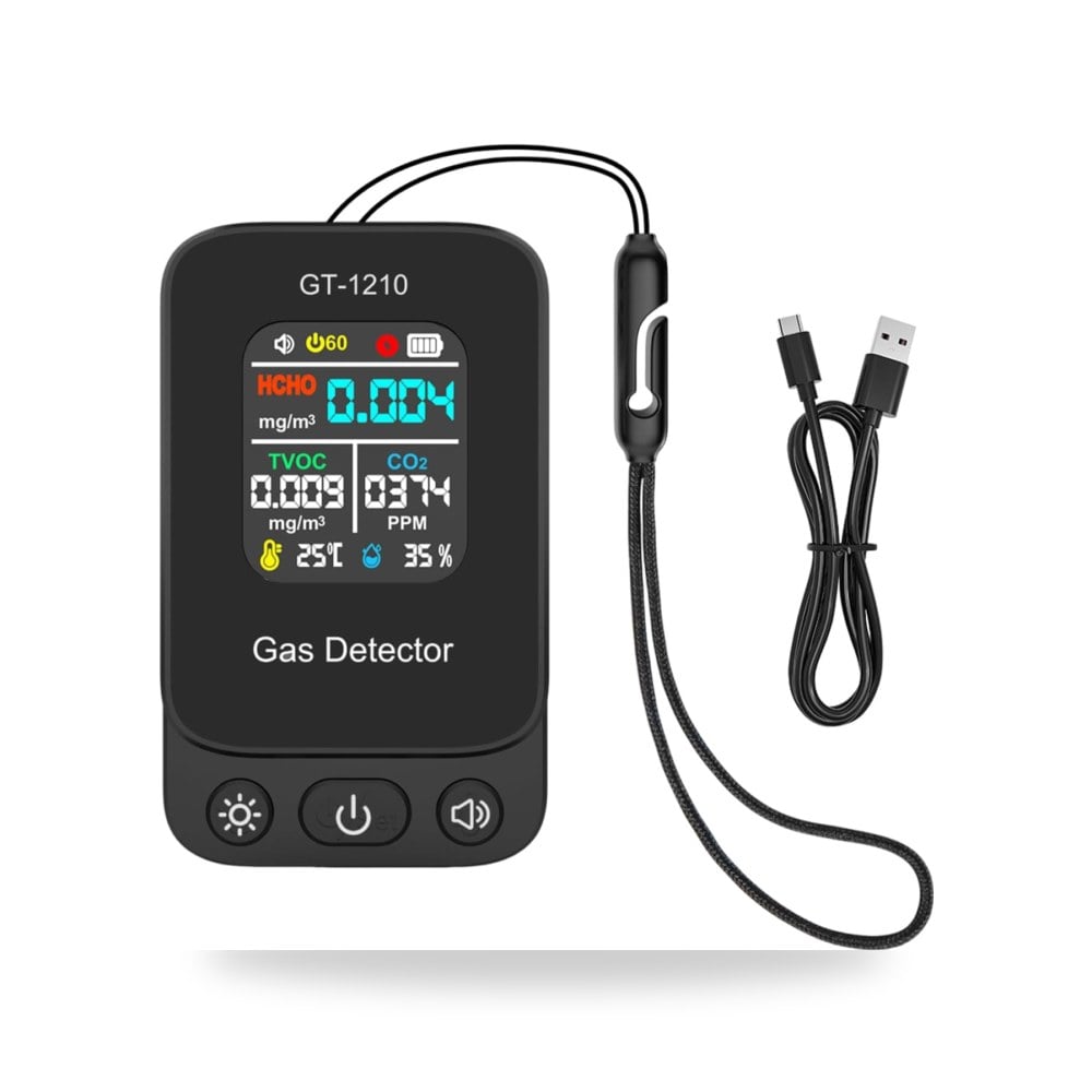 جهاز اختبار جودة الهواء ZoraYorce CO2 HCHO TVOC | كاشف دقيق ومتعدد الوظائف