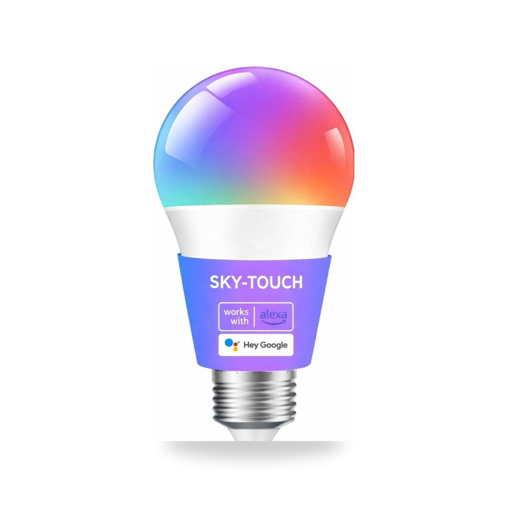 مصباح LED ذكي E27 مع واي فاي وبلوتوث وتحكم عن بعد بإضاءة سكاي-تاتش