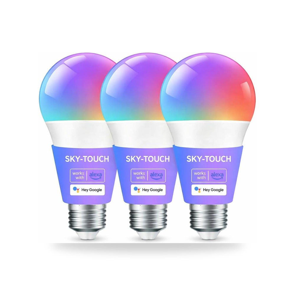مصباح LED ذكي بواي فاي وبلوتوث وقاعدة E27 وتحكم عن بعد 2700 إلى 6500 K ومتوافق