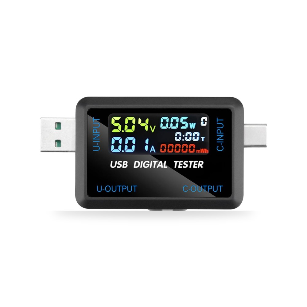 جهاز قياس جهد وتيار منافذ USB بشاشة LCD ملونة