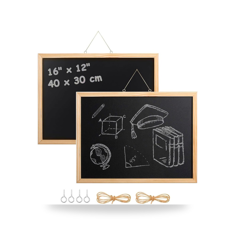 طقم سبورات طباشير جدارية بإطار خشبي مقاس 30×40 سم (A3) قطعتان Nocecfi