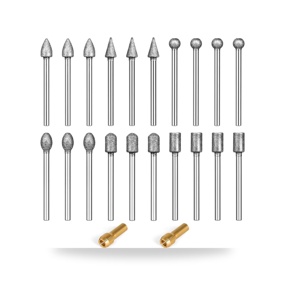 120 حبيبة الماس مجموعة لقم طحن 1 - 8 انش، لقم الماس Dremel (20 قطعة)