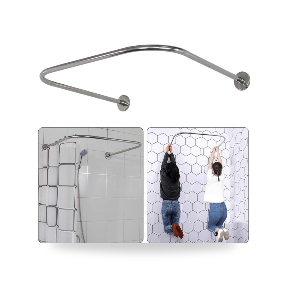 حامل عمود ستائر حوض استحمام سيكايكي بزاوية حرف U من الستانلس ستيل موديل B07MV238WG