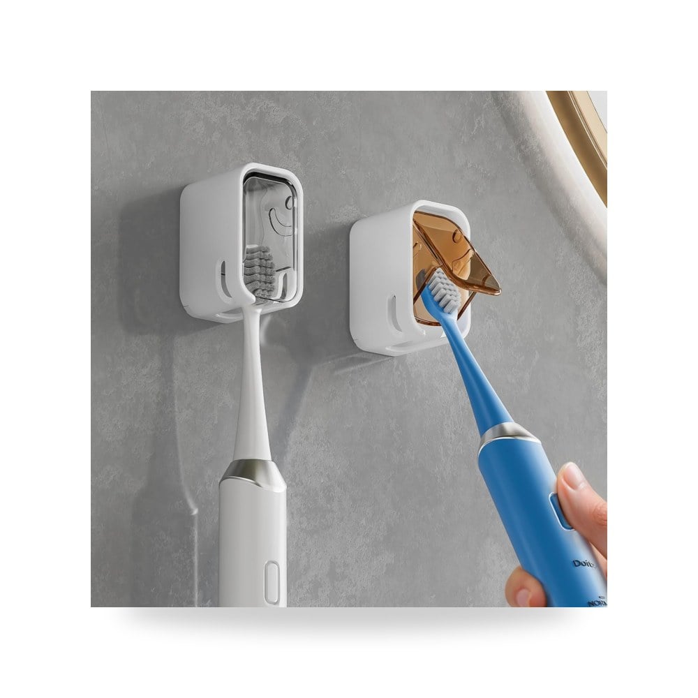 حامل فرشاة اسنان للحمام يثبت على الحائط مع غطاء تصميم تيريفي موديل B0FFSNTB1Z