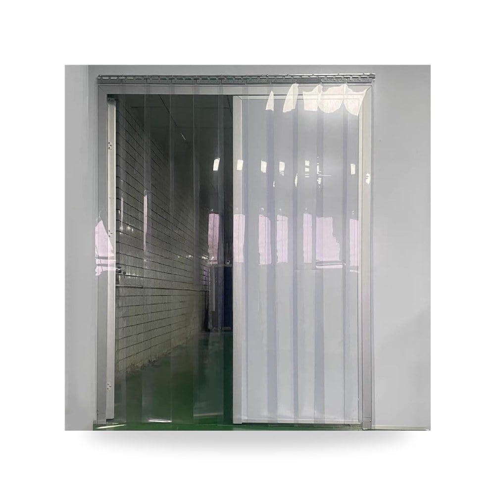 ستارة شرائح بلاستيكية مرنة شفافة (PVC Strip Door) للمرآب والمستودعات والمحلات موديل