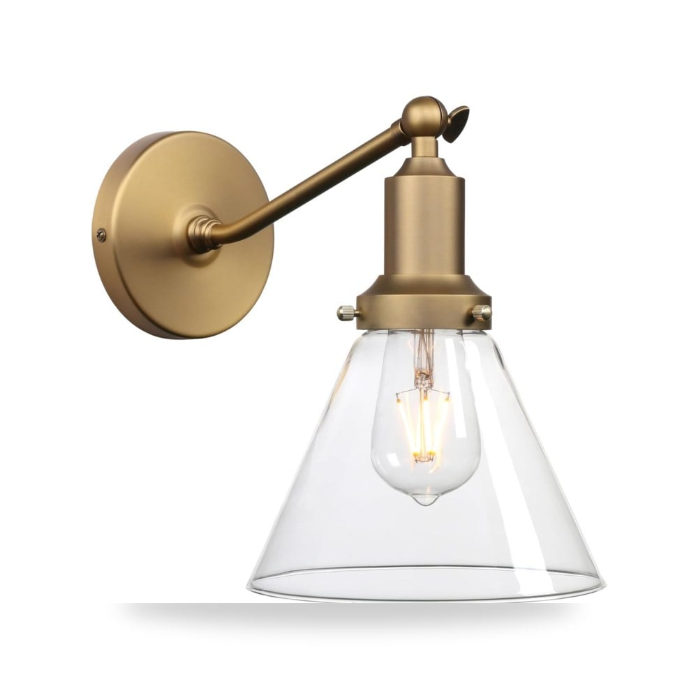 بريمو عمود منحدر صناعي عتيق يثبت على الحائط، شمعدان فردي مع الزجاج الشفاف