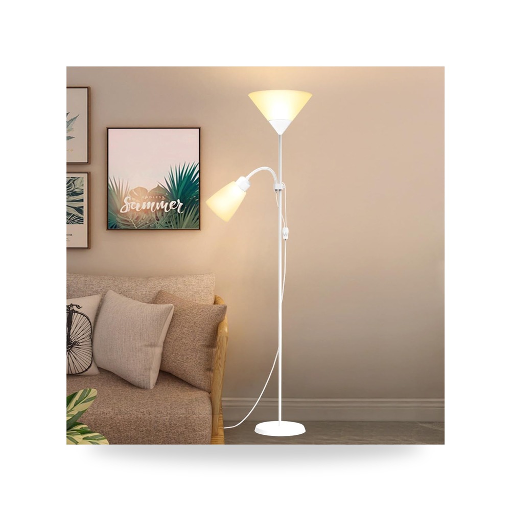 مصباح أرضية بإضاءة LED مع ضوء قراءة قابل للتعديل من سنوي