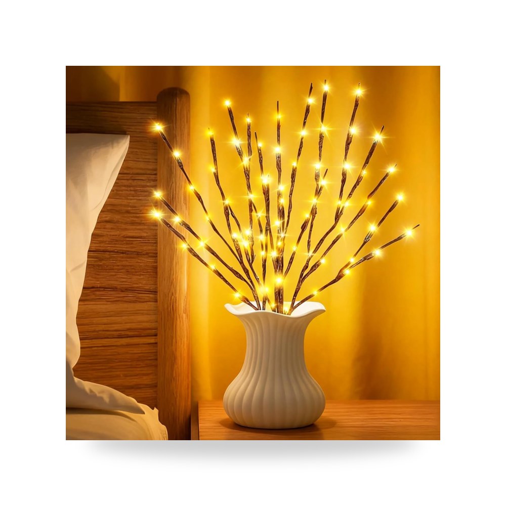3 عبوات من مصابيح تويج مع 20 مصباح LED فروع صفصاف قابلة للثني موديل B0FYD2247J