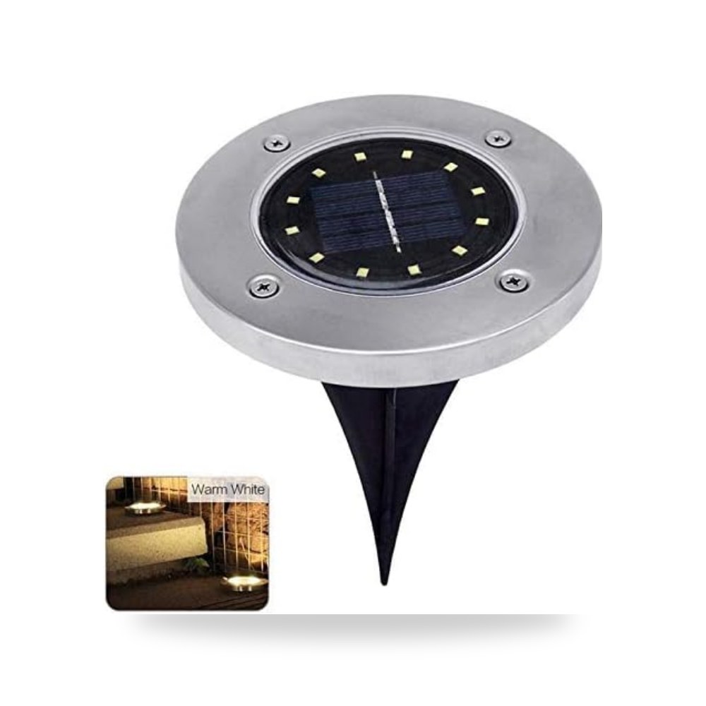 12 مصباح LED يعمل بالطاقة الشمسية للحديقة، مصباح مدفون