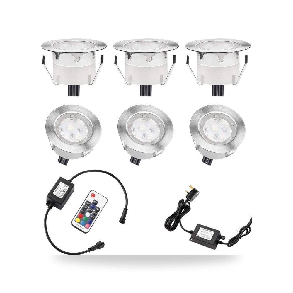6 عبوات من مصابيح سطح الحديقة LED RGB 45 مم ستانلس ستيل موديل B0F9KYC2G4 | متجر ريمكو
