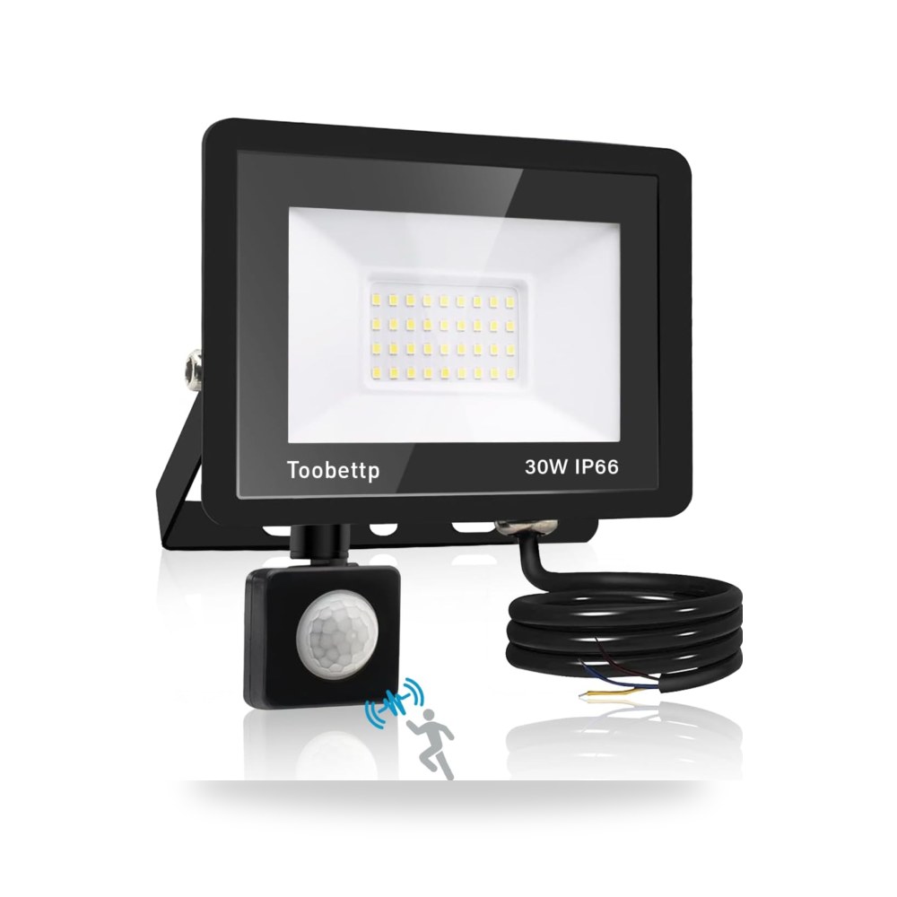 مصباح كشاف LED مع مستشعر حركة 30 واط ابيض دافئ 3000 لومن toobettp موديل IP66