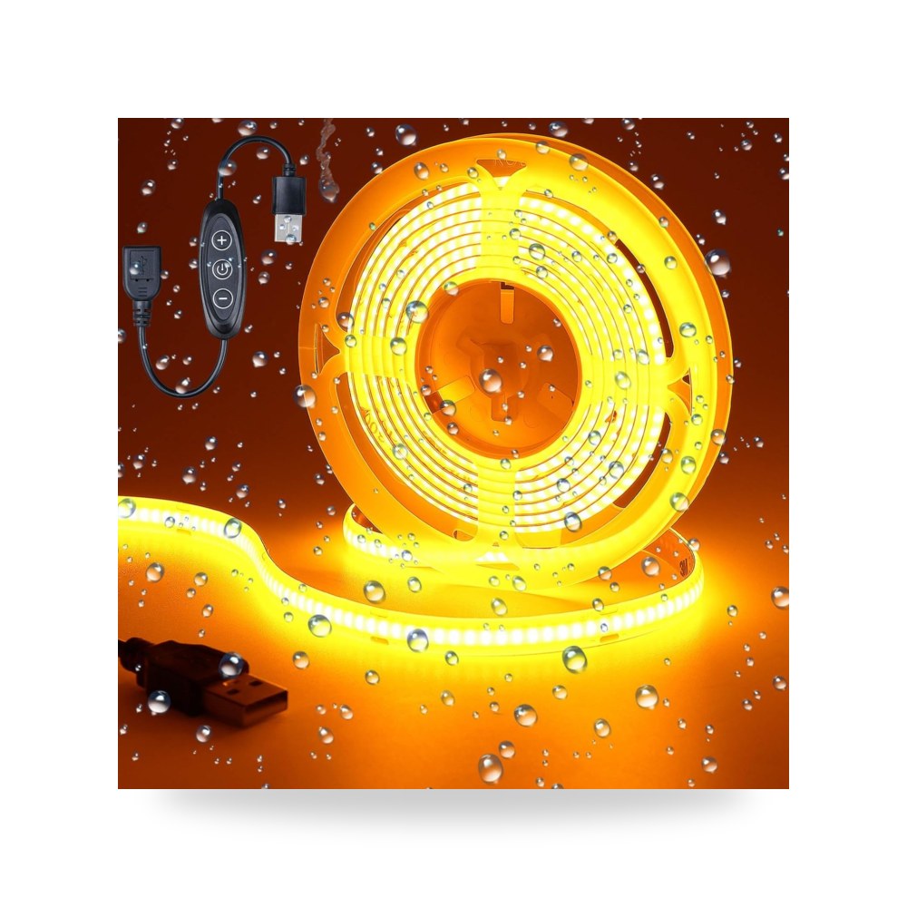 شريط إضاءة LED برتقالي 5 فولت تيار مستمر موديل IP65 من كيه اكس زد ام