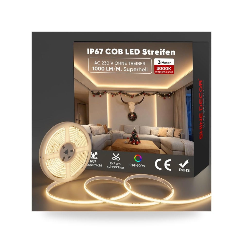 شاين ديكور شريط اضاءة LED، تيار متردد 220 فولت 230 فولت، موديل IP67