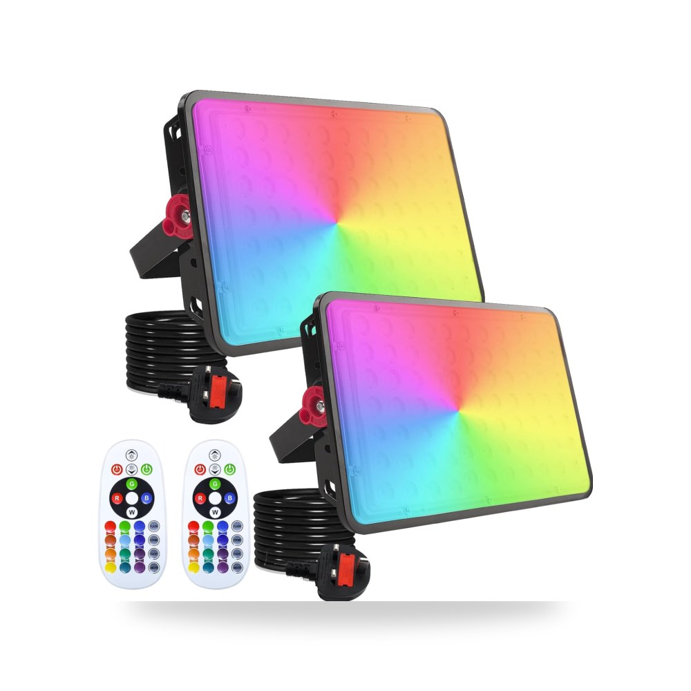 2 عبوة من 2 مصباح غامر RGB 200 واط، مصباح كشاف متغير اللون انديميرد