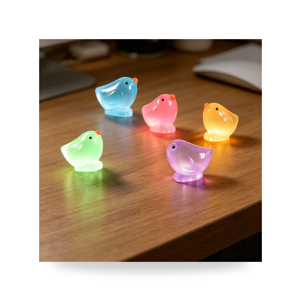 أضواء ديكورية - 10 قطع من تماثيل كتكوت صغيرة تتوهج في الظلام بالوان - من Lighting
