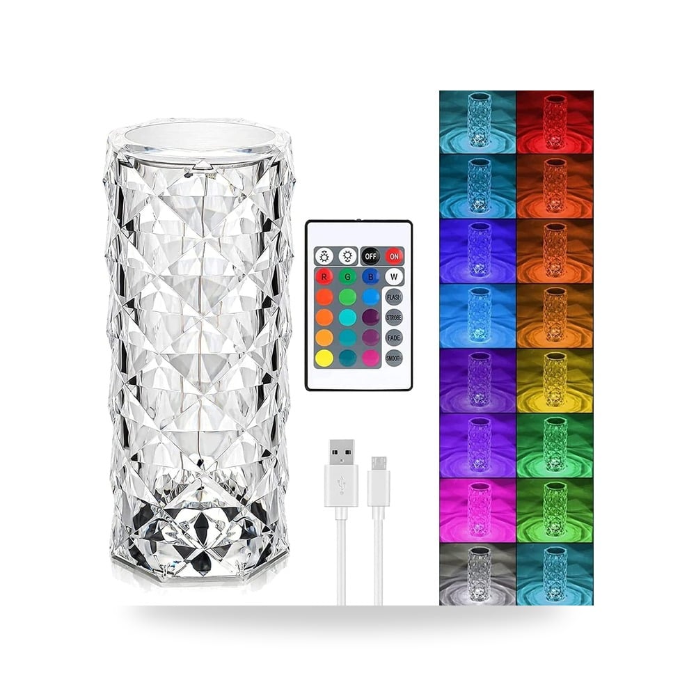مصباح كريستال اكس سبرينج، 21.5 × 9 سم، 16 لون متغير RGB مع اكس سبرينغ