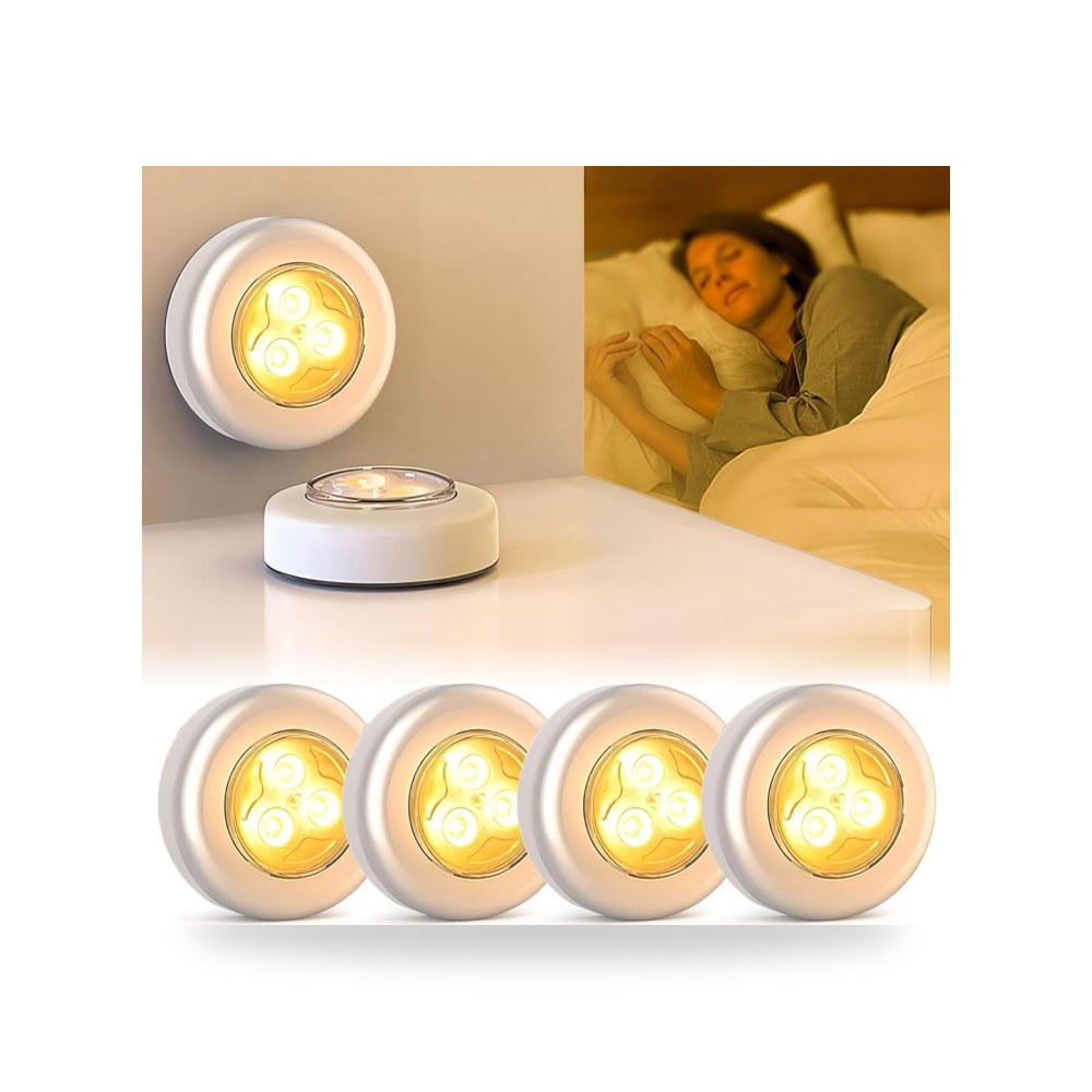 مصابيح LED صغيرة، 4 قطع، مصابيح ضغط تعمل بالبطارية، إضاءة لاكسدامر