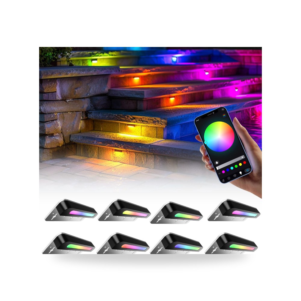 8 عبوات مصابيح LED RGB هاردسكيب 7 انش سلاري B0D9NXS88G - أضواء LED