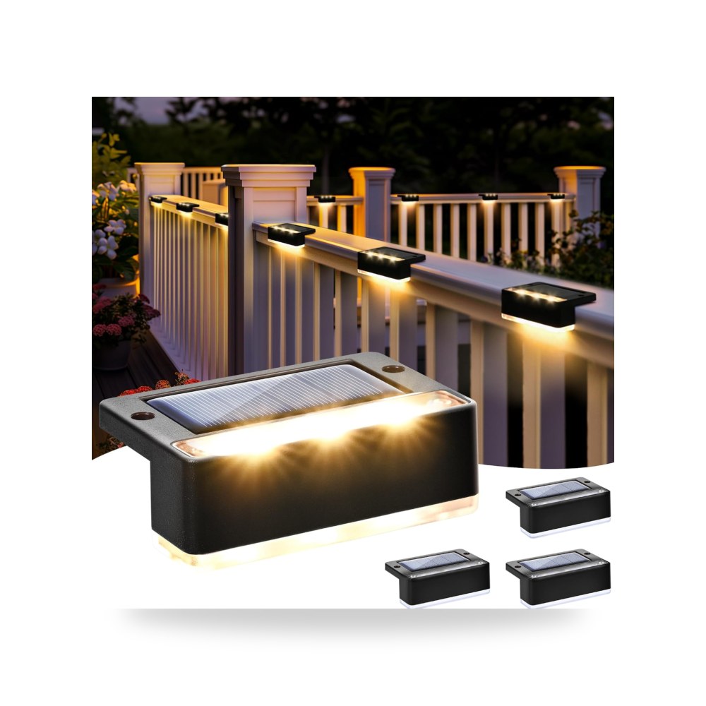 4 عبوات من مصابيح السياج تعمل بالطاقة الشمسية مصابيح LED موديل B0D25SL597 - متجر ريمكو