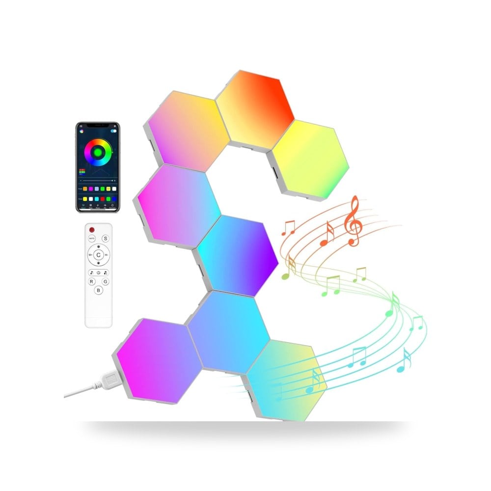 8 عبوات من مصابيح LED سداسية للحائط - NEOCOO موديل B0BRCVTXYK (إضاءة ديكورية ذكية)