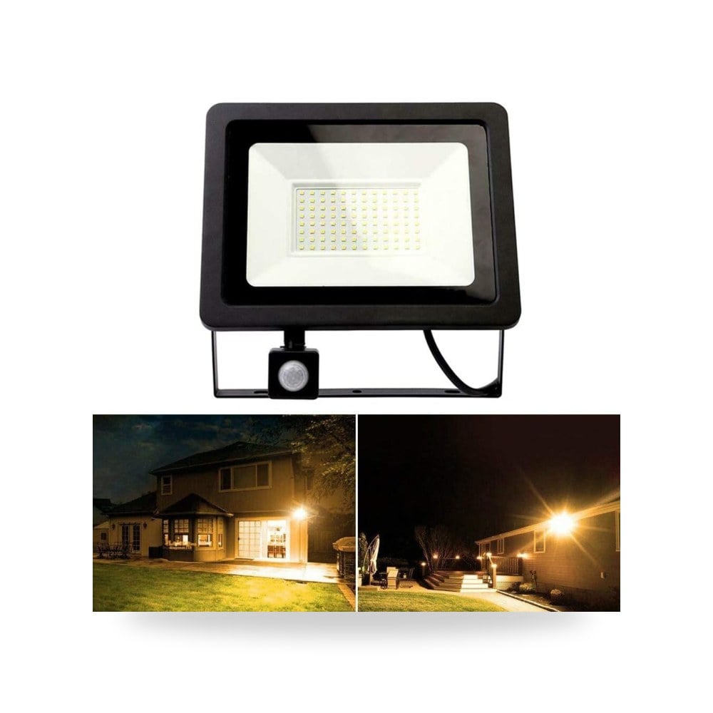 كشاف LED 100 واط IP68 - إضاءة أمان خارجية قوية 10000 لومن مع مستشعر حركة PIR