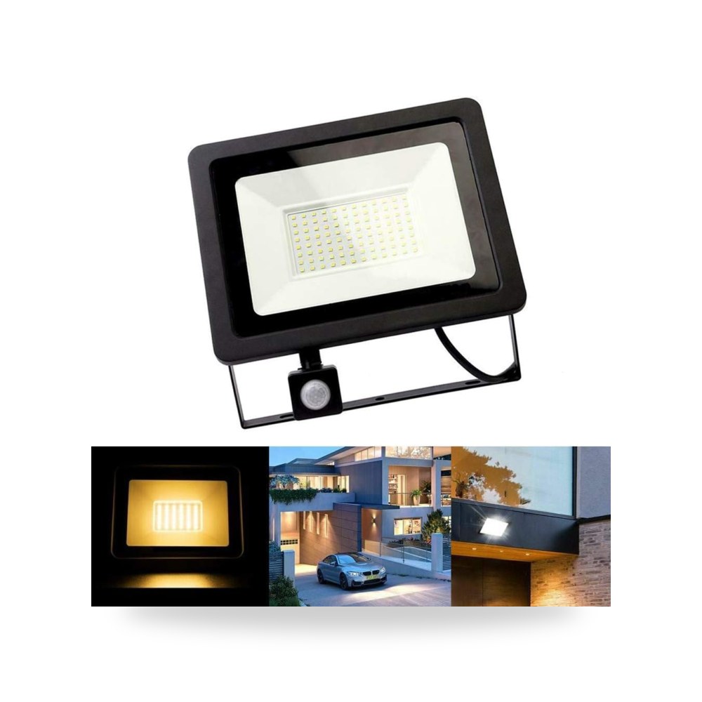 مصابيح امان LED 100 واط مع مستشعر حركة ار اي ار، 3000 كلفن موديل IP68