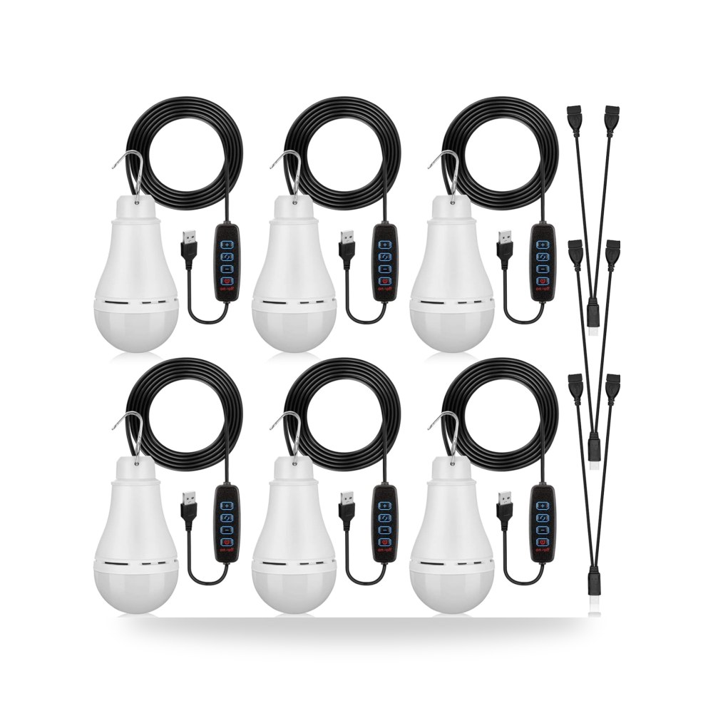 سلسلة إضاءة USB LED محمولة قابلة لإعادة الشحن بمنفذ USB مع 6 قطع موديل B0C1BZXMYY
