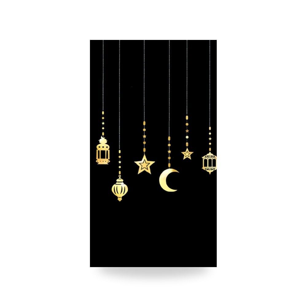 اكليل زينة رمضان على شكل نجمة ذهبية وقمر من سويت سفن ، 6