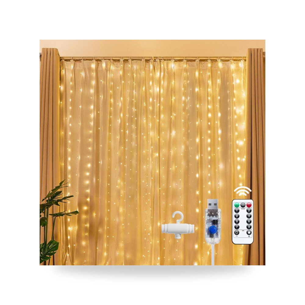 300 مصباح ستارة خيالية LED - 10 قدم × 10 قدم أبيض دافئ | إضاءة ديكورية فاخرة