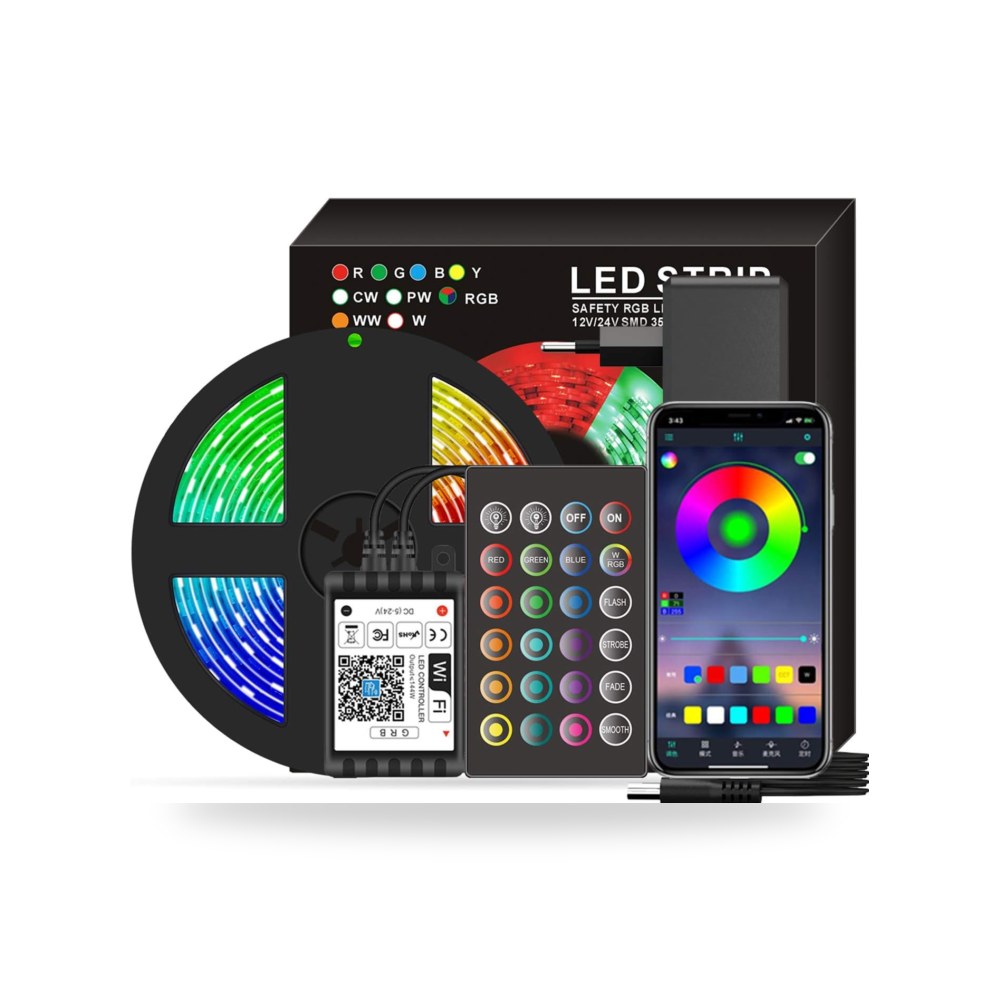شريط اضاءة LED ذكي بتقنية واي فاي RGB مقاوم للماء IP65 | متجر ريمكو