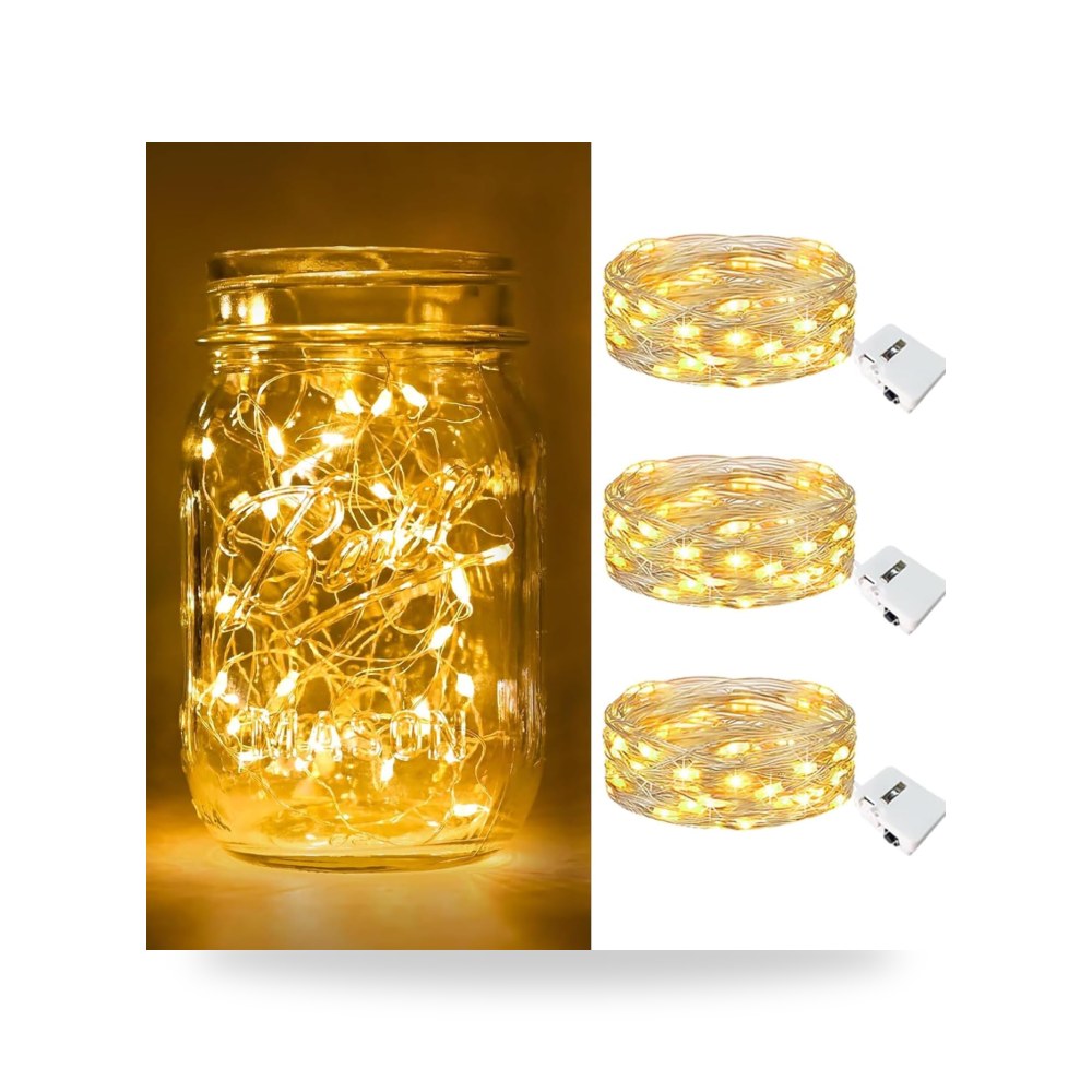 3 عبوات من مصابيح LED الجنية تعمل بالبطارية من تزويق، 3