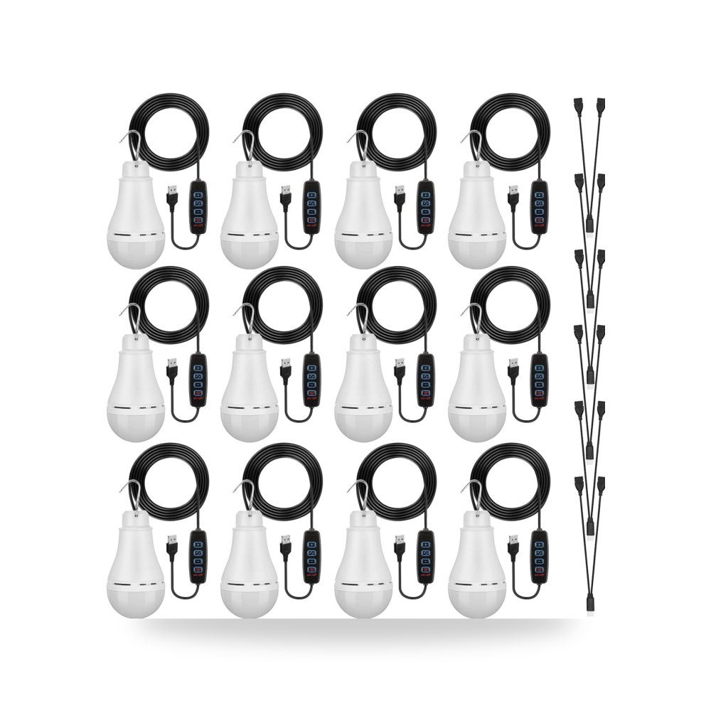 سلسلة اضاءة LED USB محمولة قابلة لاعادة الشحن (12 قطعة) - موديل B0FZHXRSCV