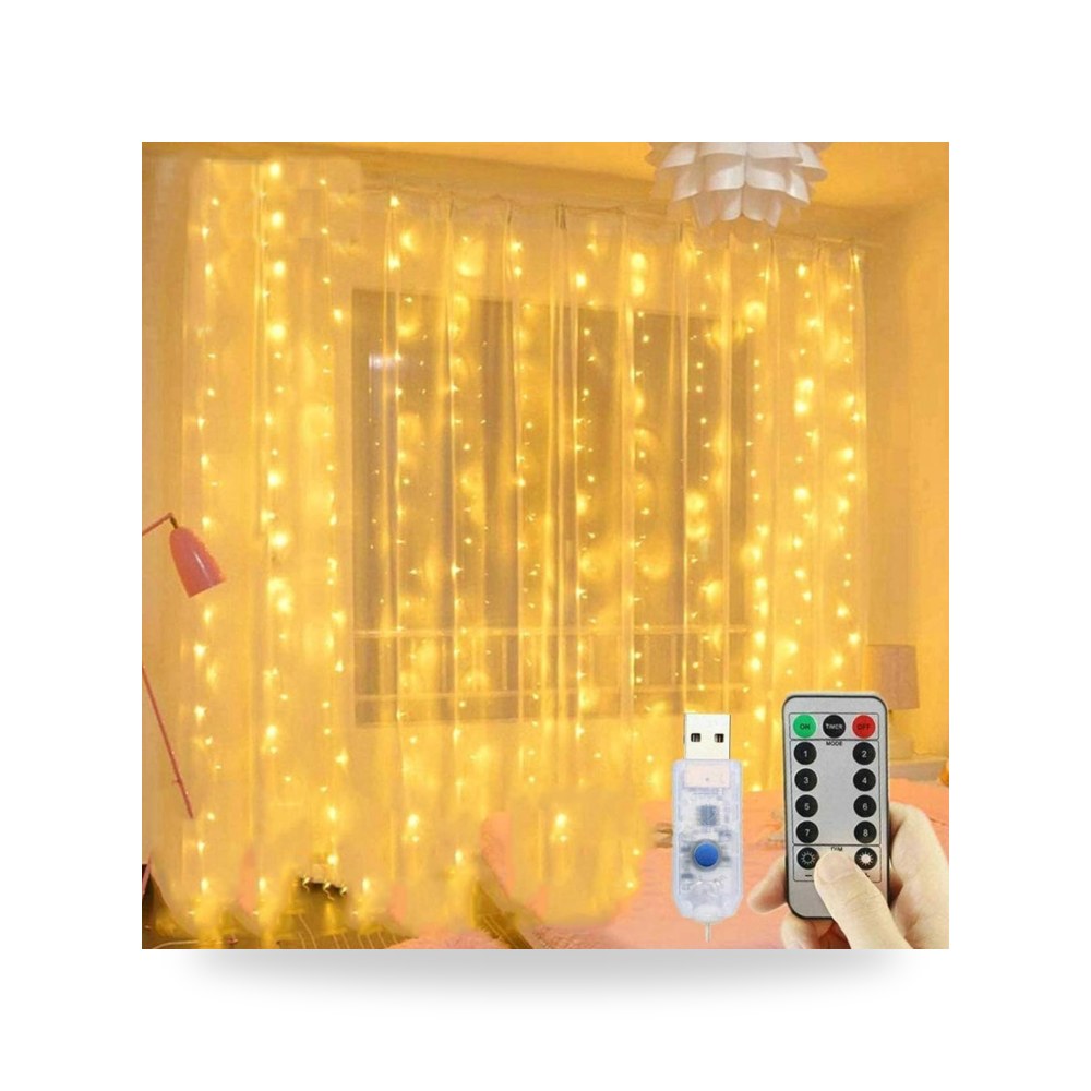 300 مصباح LED للستائر - إضاءة نافذة USB مع 8 أوضاع تحكم | ريمكو السعودية