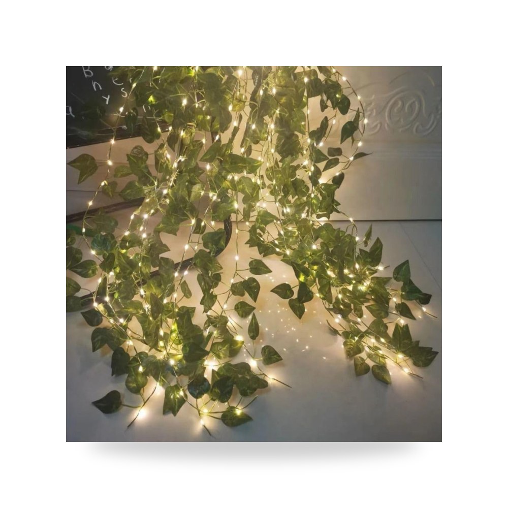 2 متر 20 مصباح LED على شكل ورقة شجر خضراء صناعية تعمل