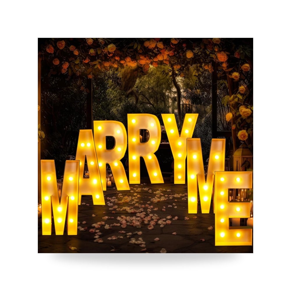 لافتة مضيئة توجو Marry Me 7 قطع 3 أقدام - موديل B0CKMKYTRP