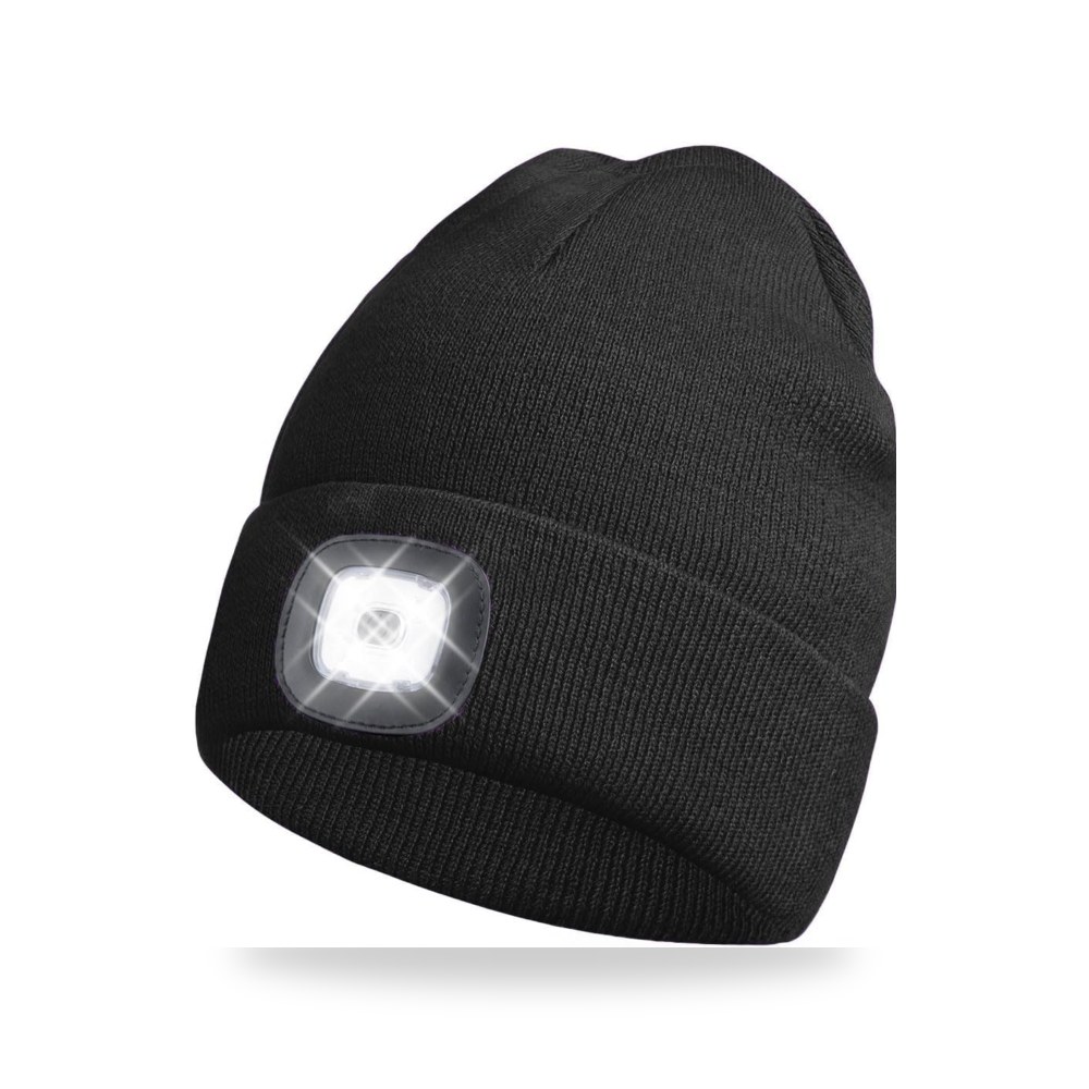 قبعة محبوكة بإضاءة LED قابلة لإعادة الشحن عبر USB للجنسين موديل B0F8882379