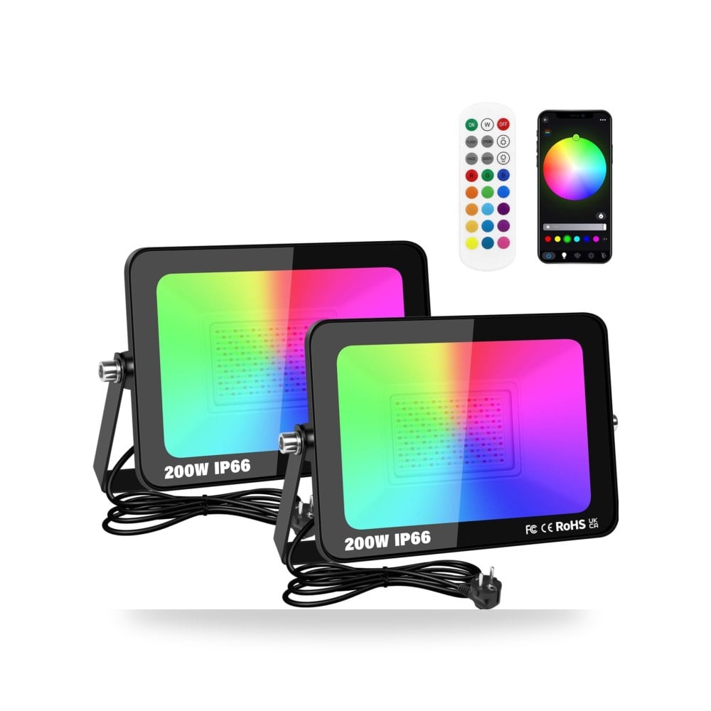 ريجيدون مصباح كشاف LED RGB 200 واط بجهاز تحكم عن بعد موديل IP66 - ريمكو