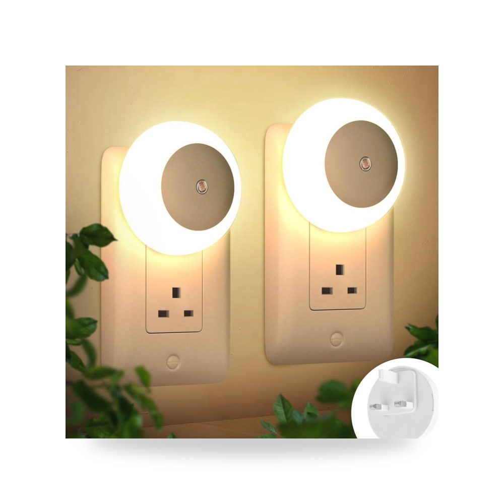 4 عبوات من مصابيح LED ليلية بيضاء مع مستشعر ذكي موديل B0DB5YX6R3