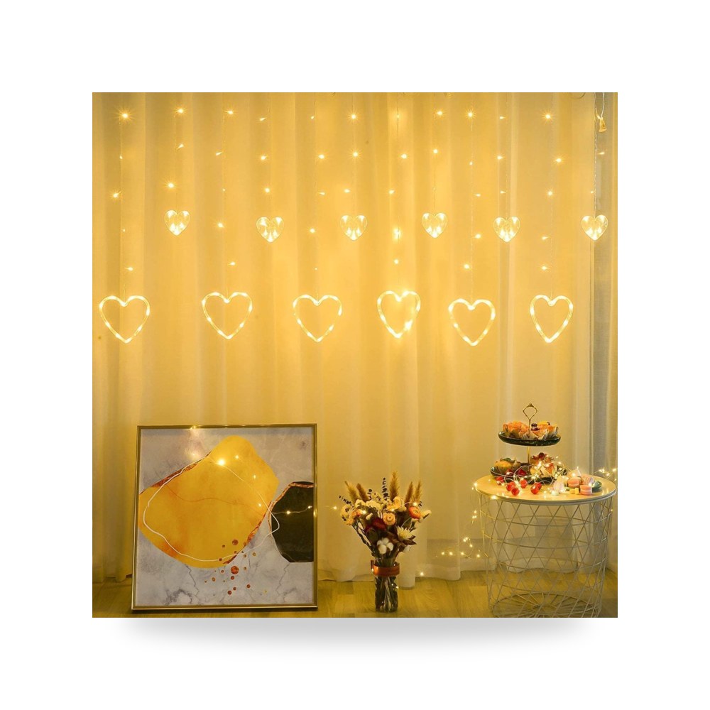 138 مصباح LED على شكل قلب، جهاز تحكم عن بعد مع 8 اوضاع، YRQX