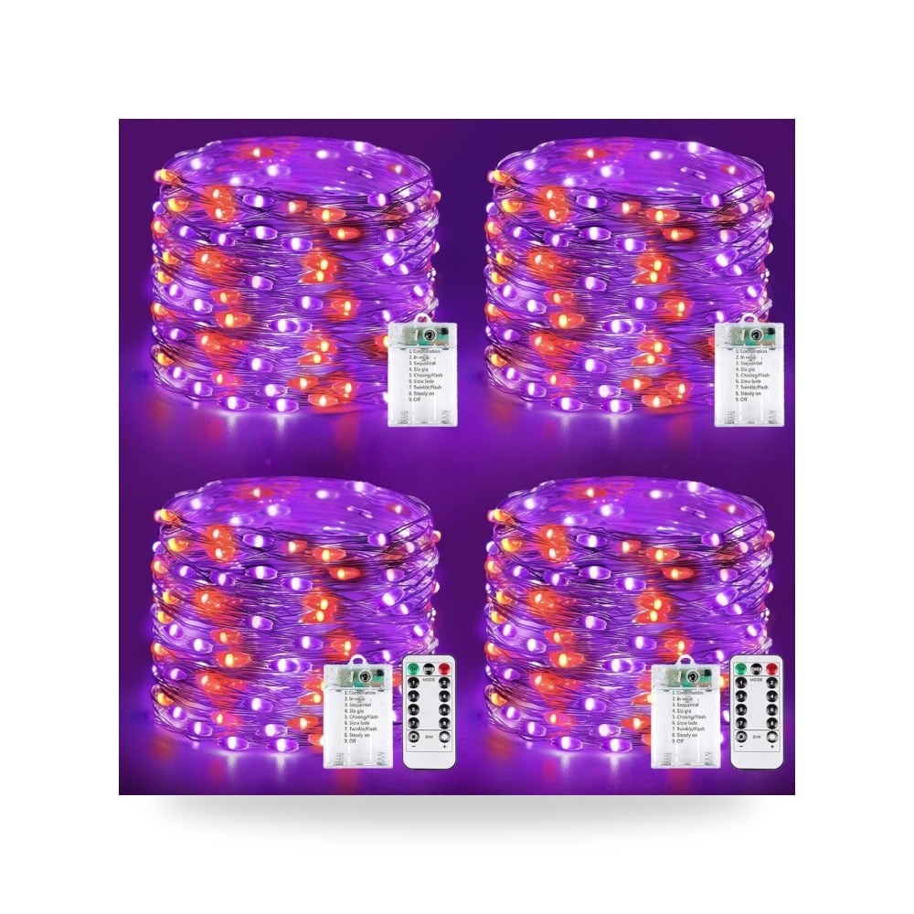 4 عبوات أضواء LED خيالية 80 قدم 240 مصباح يعمل بالبطارية مع جهاز كيه اي كيو موديل B0GVN7CSZF