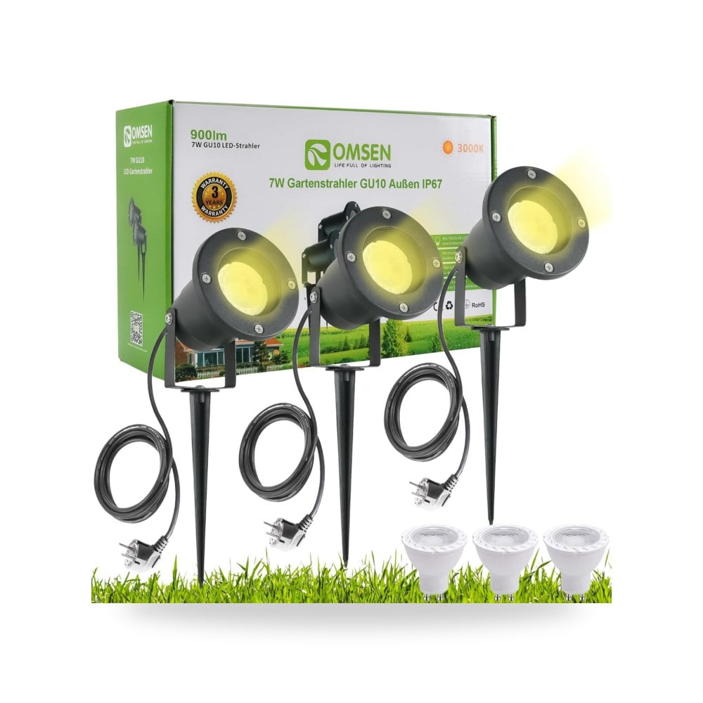 سبوت لايت LED مسمار أرضي GU10 7 واط 3000 كلفن أبيض دافئ IP67 اومسين