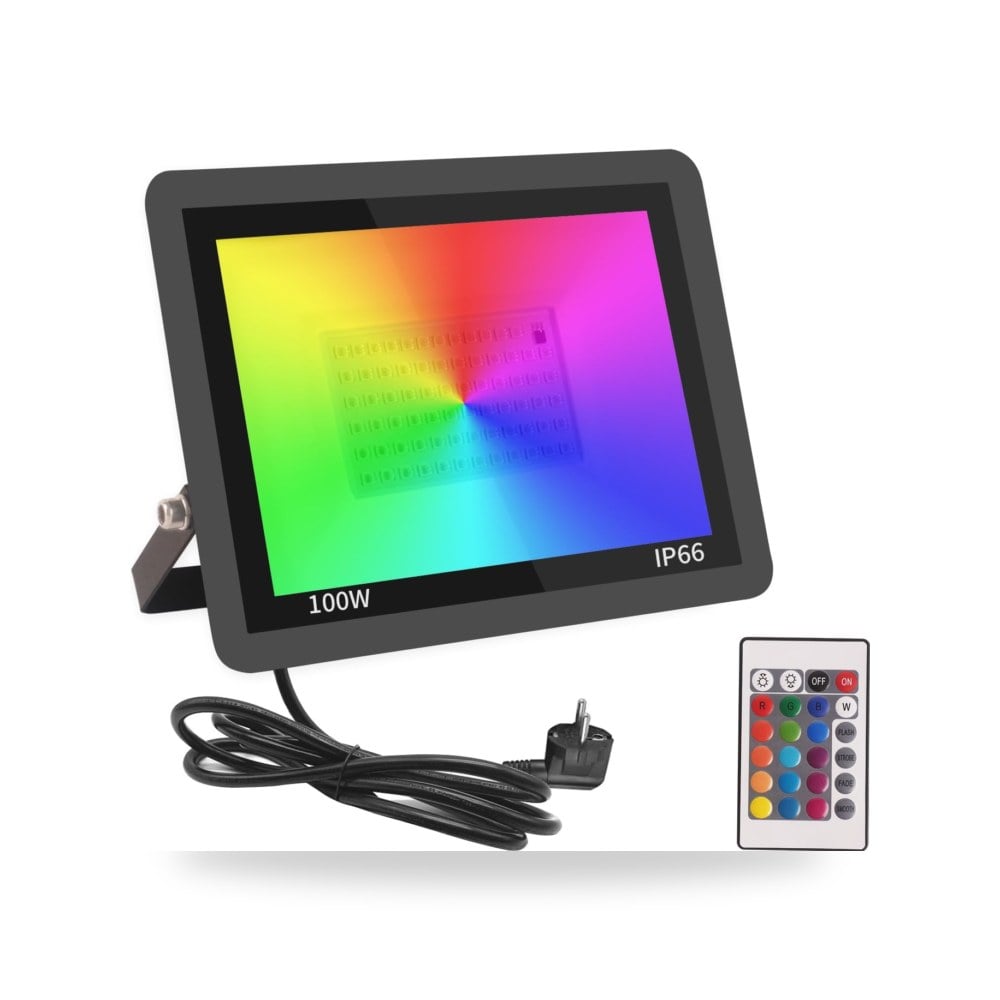 كشاف LED ذكي RGB 100 واط مع ريموت موديل IP66 - ريمكو