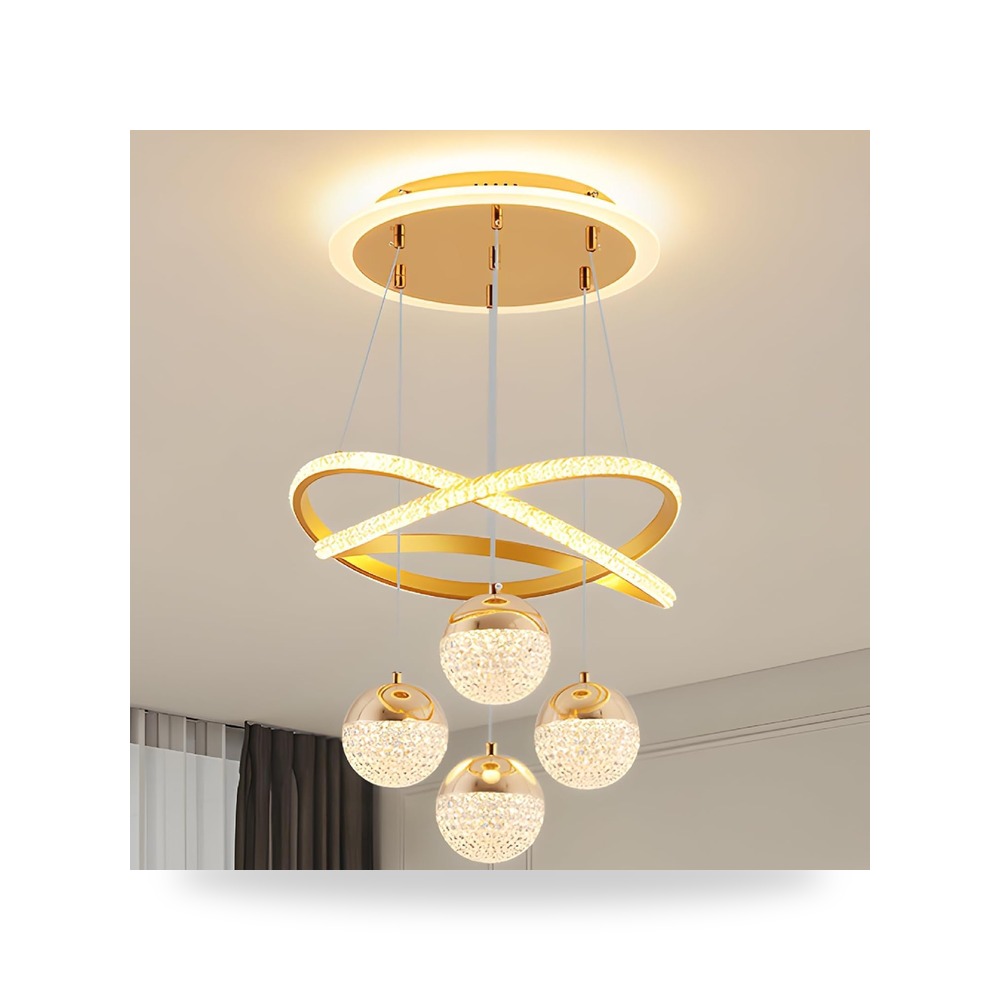 ثريات LED ذهبية عصرية، مصباح LED متدلي لغرفة الطعام، مصابيح يسماكس