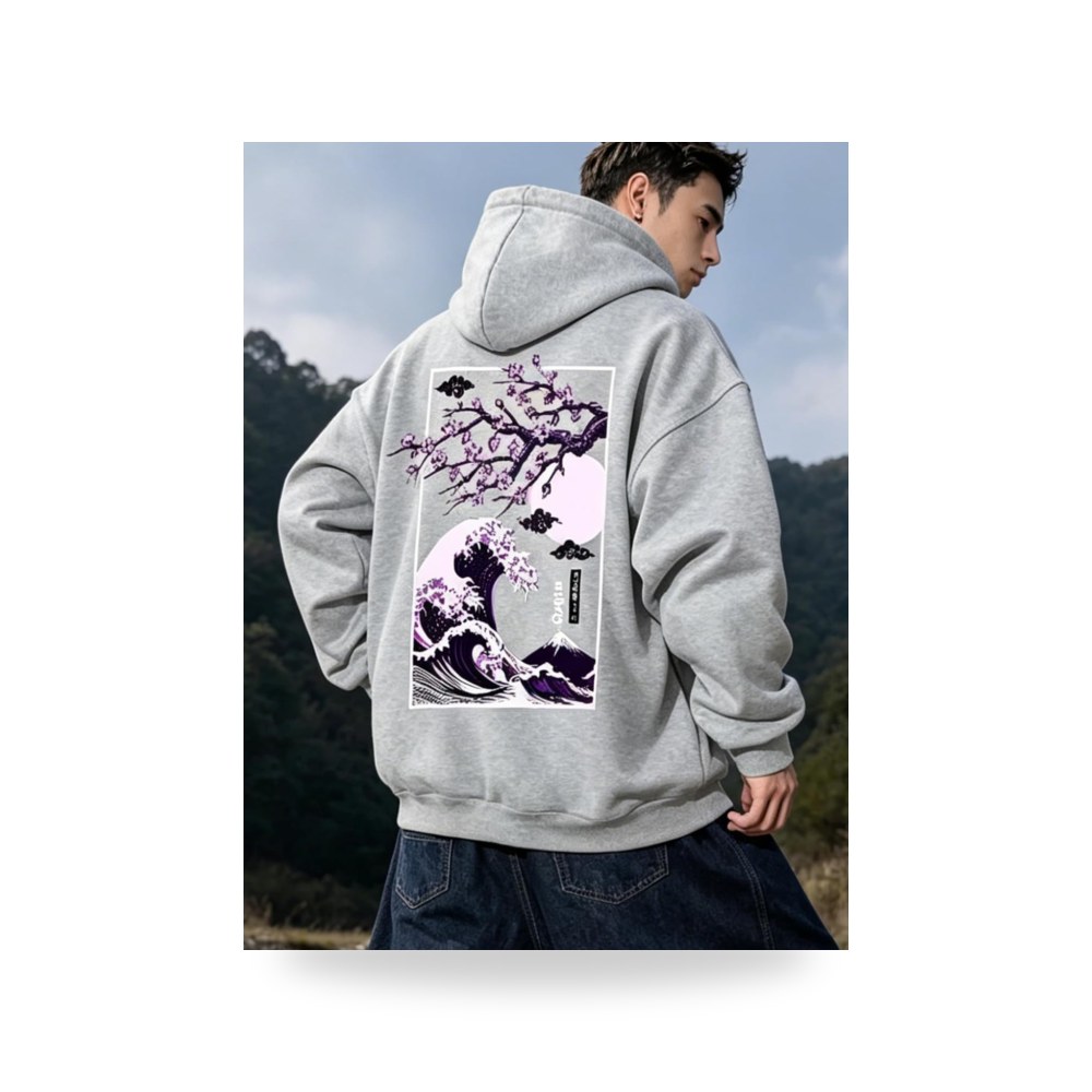 سويت شيرت رجالي بغطاء للرأس برسومات جرافيك وجيب مقاسات XS-XXL
