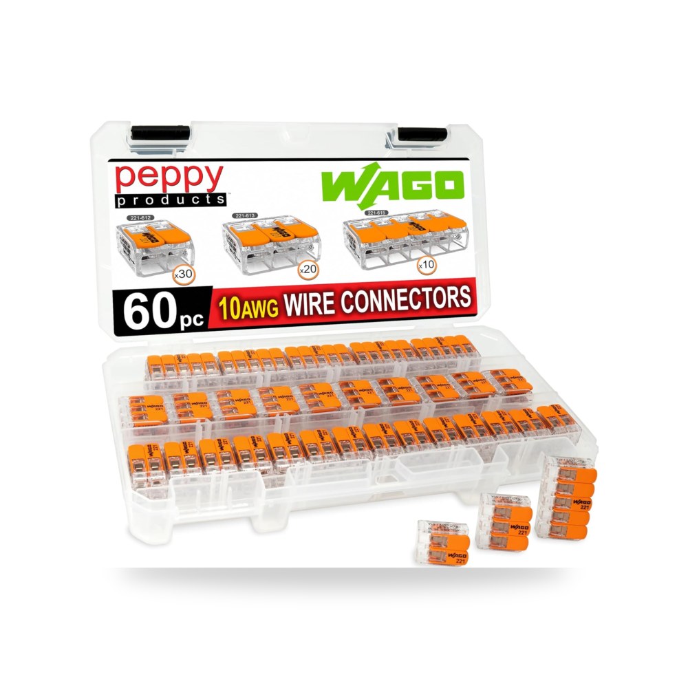 221-61x صواميل رافعة 60 قطعة 10AWG مجموعة متنوعة من موصلات 221-612
