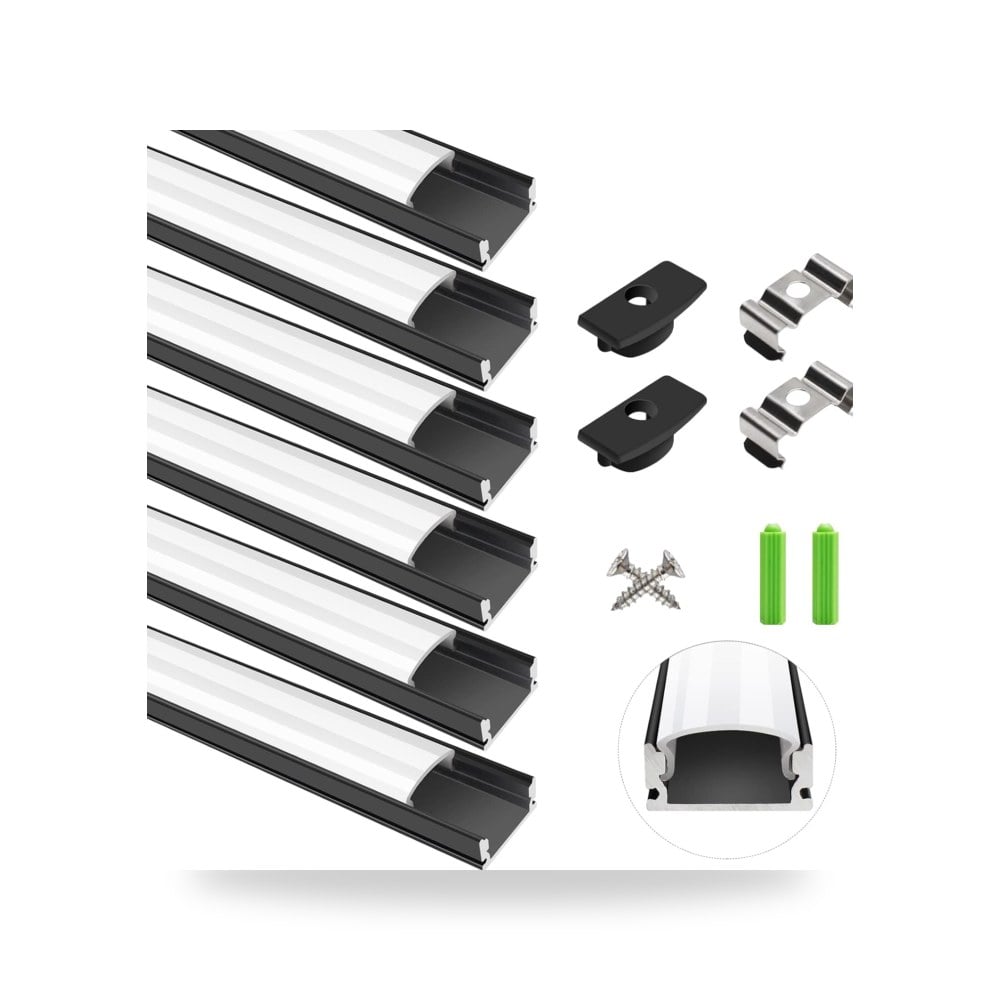 لايتينغ ويل ملف LED 6 × 1 متر، هيكل الومنيوم على شكل حرف U