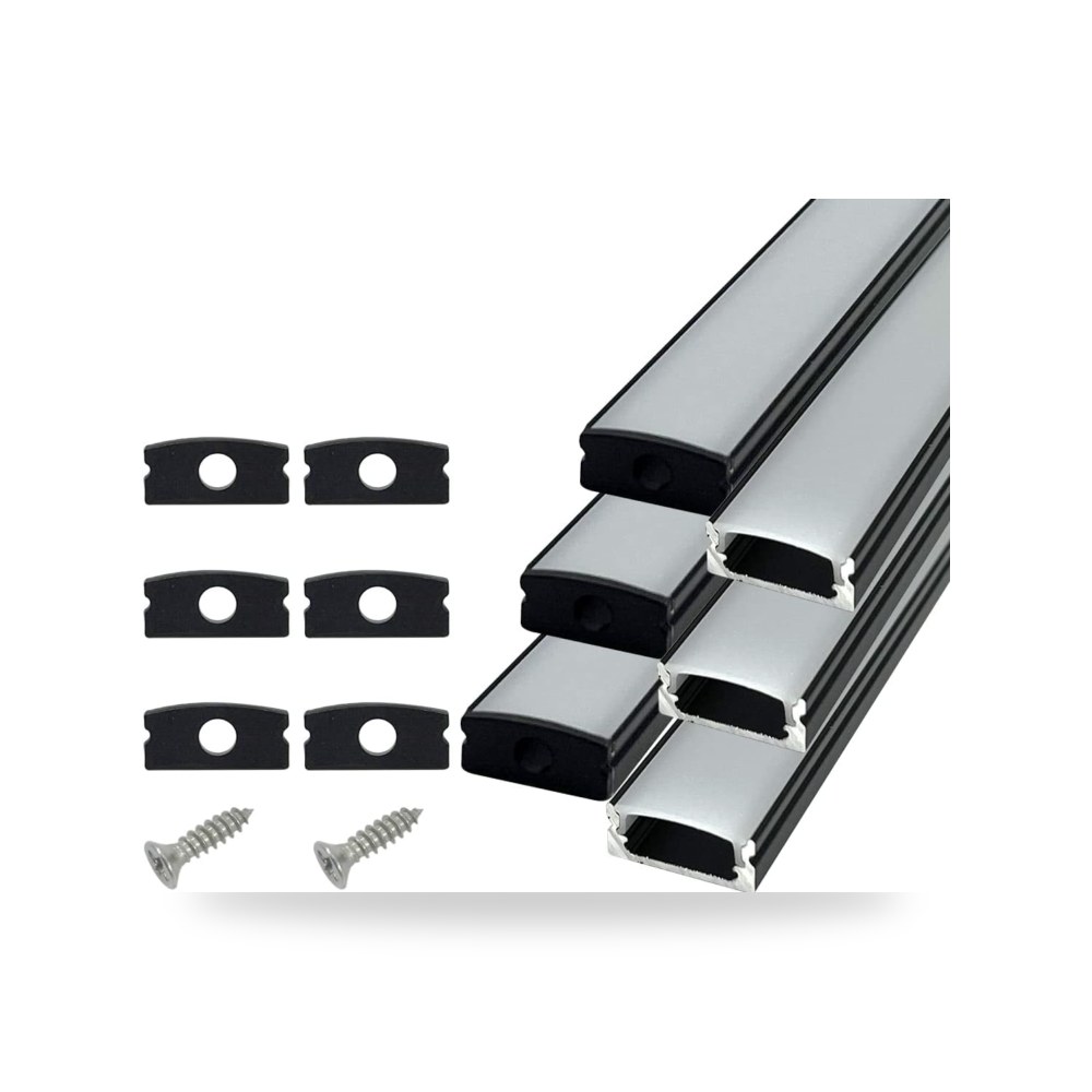 همرفل موزع قنوات LED ألومنيوم أسود 30 سم - 6 عبوات موديل B09QFXV4LJ