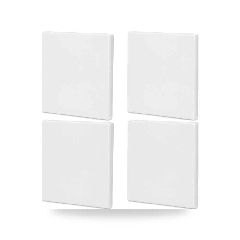 مجموعة 4 أغطية ستائر ومقابس مسطحة 3.4×3.4 إنش - أبيض