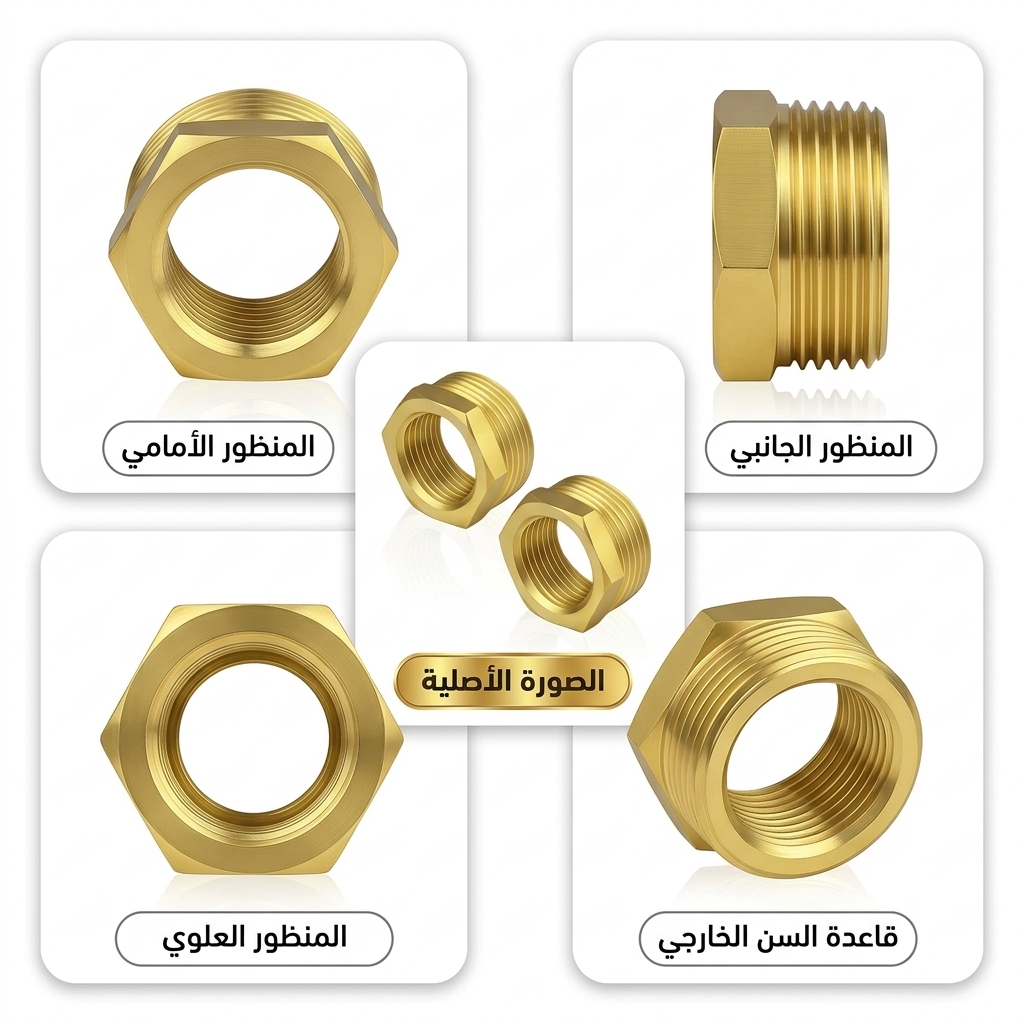 جلبة سداسية مخفضة نحاس أصفر 1 بوصة ذكر إلى 3/4 بوصة أنثى NPT (قطعتان)